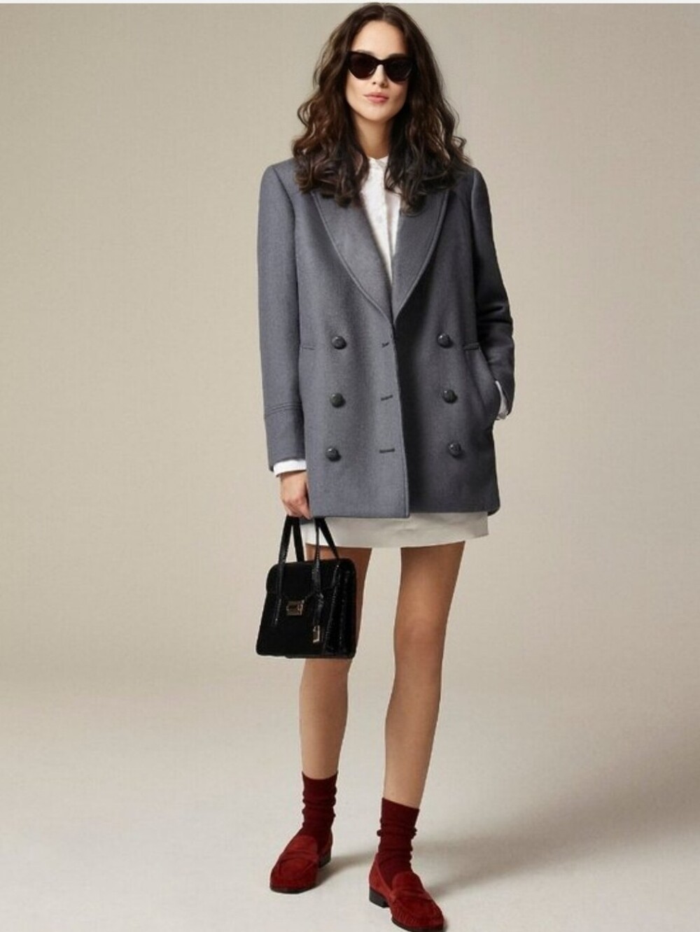 J. Crew Classic peacoat jacket double breasted coat Italian wool blend melton - Picture 2 of 16